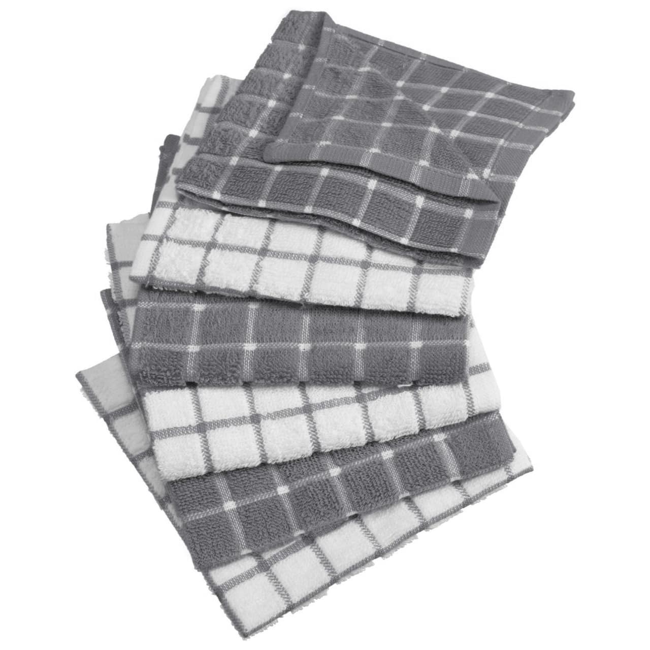 DII® Gray Combo Windowpane Dishcloths, 6ct.